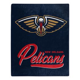 Pelicans OFFICIAL NBA "Signature" Raschel Throw Blanket; 50" x 60"