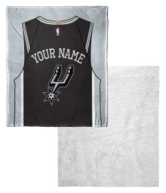 [Personalization Only] OFFICIAL NBA Jersey Silk Touch Sherpa Throw Blanket - Spurs