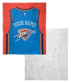 [Personalization Only] OFFICIAL NBA Jersey Silk Touch Sherpa Throw Blanket - Thunder