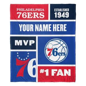 [Personalization Only] OFFICIAL NBA Colorblock Silk Touch Throw Blanket - Philadelphia 76ers