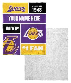 [Personalization Only] OFFICIAL NBA Colorblock Silk Touch Sherpa Throw Blanket - Los Angeles Lakers