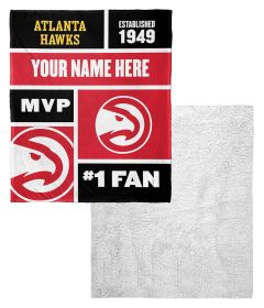 [Personalization Only] OFFICIAL NBA Colorblock Silk Touch Sherpa Throw Blanket - Atlanta Hawks