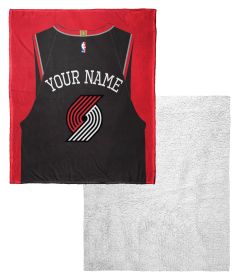 [Personalization Only] OFFICIAL NBA Jersey Silk Touch Sherpa Throw Blanket - Trailblazers