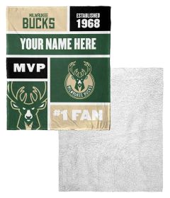 [Personalization Only] OFFICIAL NBA Colorblock Silk Touch Sherpa Throw Blanket - Milwaukee Bucks