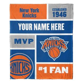 [Personalization Only] OFFICIAL NBA Colorblock Silk Touch Throw Blanket - New York Knicks