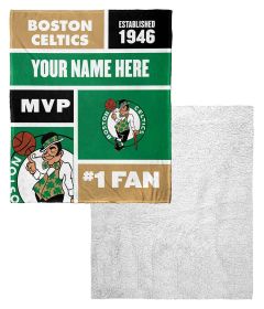 [Personalization Only] OFFICIAL NBA Colorblock Silk Touch Sherpa Throw Blanket - Boston Celtics