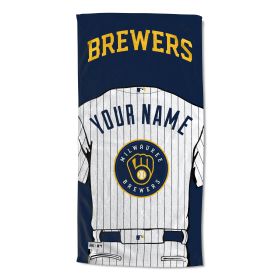 [Personalization Only] OFFICIAL MLB Jersey Personalized Beach Towel - Milwaukee Brewers