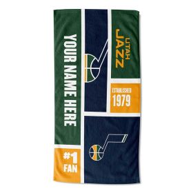 [Personalization Only] OFFICIAL NBA Colorblock Personalized Beach Towel - Utah Jazz