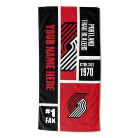 [Personalization Only] OFFICIAL NBA Colorblock Personalized Beach Towel - Portland Trail Blazers