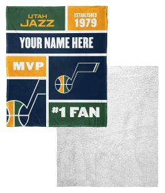 [Personalization Only] OFFICIAL NBA Colorblock Silk Touch Sherpa Throw Blanket - Utah Jazz