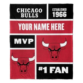 [Personalization Only] OFFICIAL NBA Colorblock Silk Touch Throw Blanket - Chicago Bulls