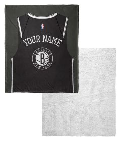 [Personalization Only] OFFICIAL NBA Jersey Silk Touch Sherpa Throw Blanket - Nets