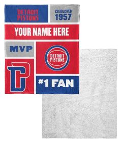 [Personalization Only] OFFICIAL NBA Colorblock Personalized Silk Touch Sherpa Throw Blanket - Detroit Pistons