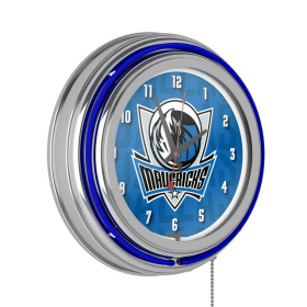 NBA Chrome Double Rung Neon Clock - City - Dallas Mavericks