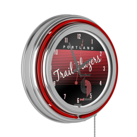 Portland Trail Blazers Hardwood Classic NBA Chrome Neon Clock